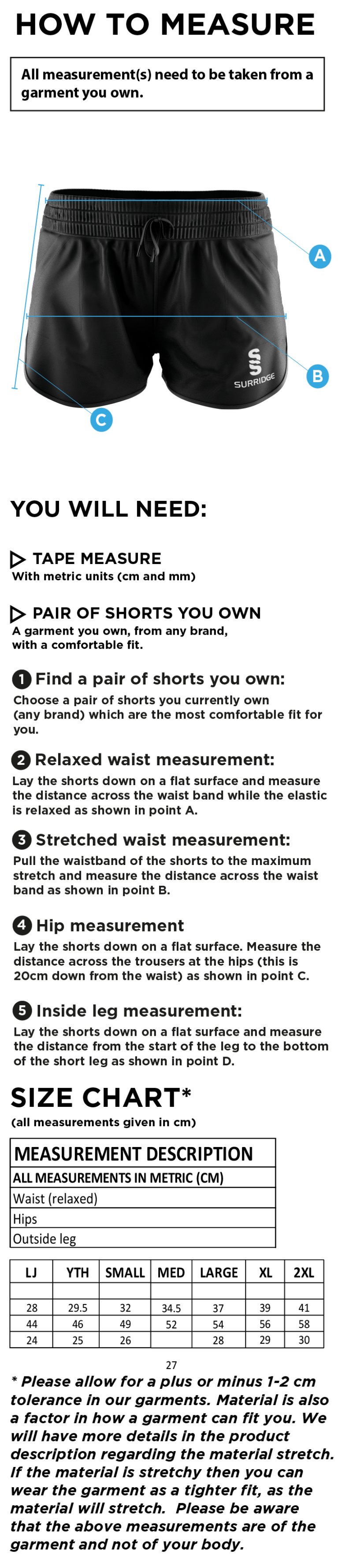 East District - Dual Active Short - Women's Fit - Size Guide