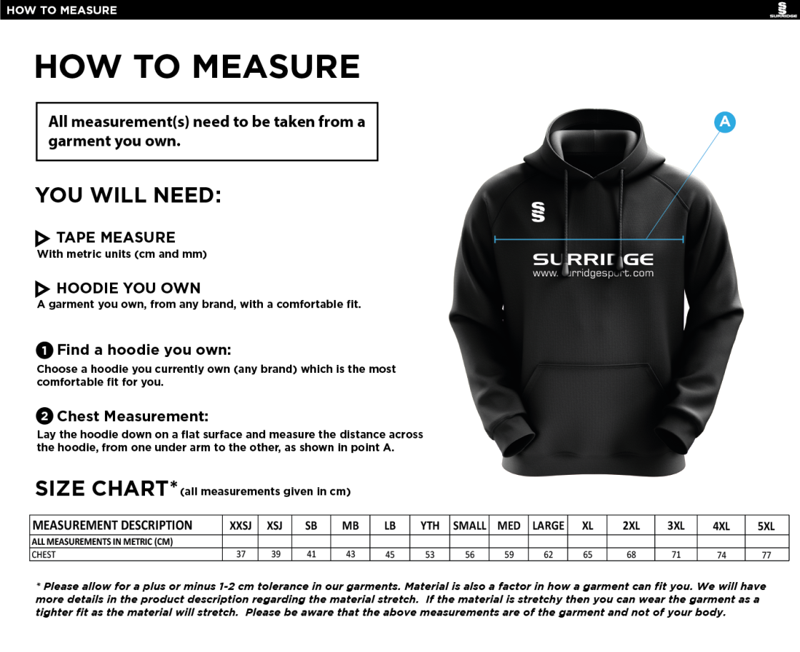 East District - Fuse Hoody - Size Guide