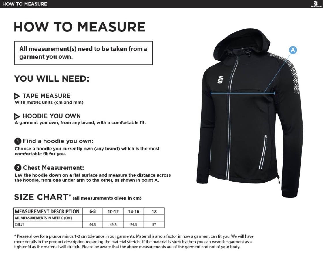 South Lakes District - Dual Full Zip Hoody - Women's Fit - Size Guide