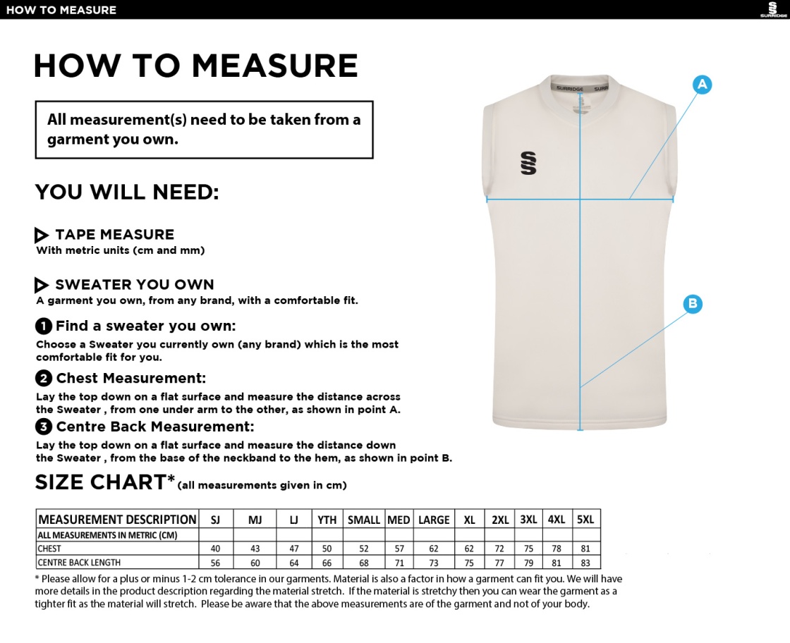 CAG Boys Playing - Sleeveless Sweater - Size Guide